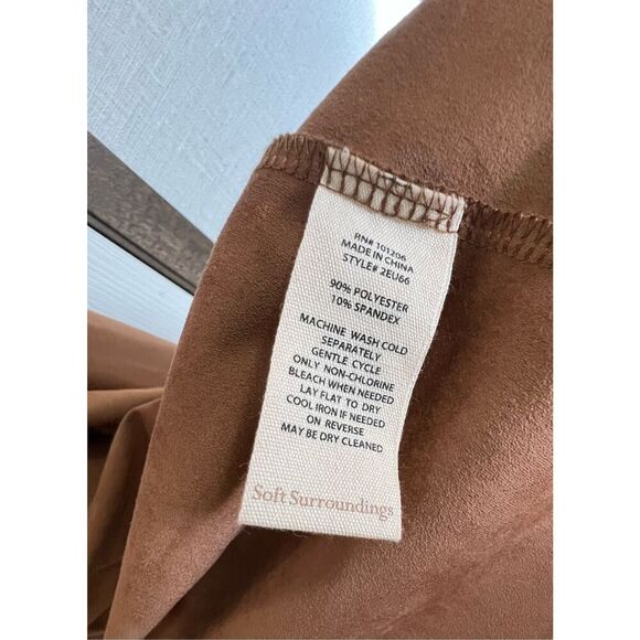 Soft Surroundings Shape Drape Brown Faux Suede Open Jacket - Picture 5 of 5